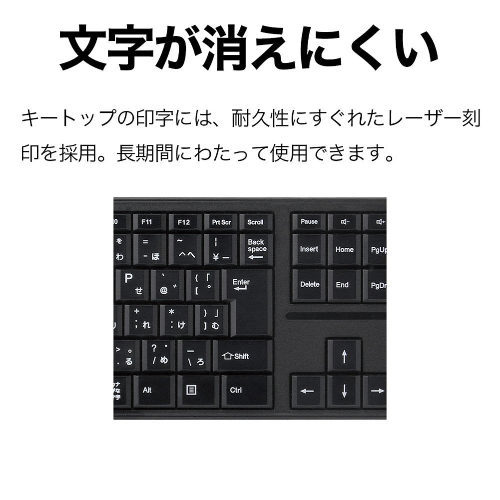ワイヤレス キーボード & マウス セット USB接続 テンキー 搭載
