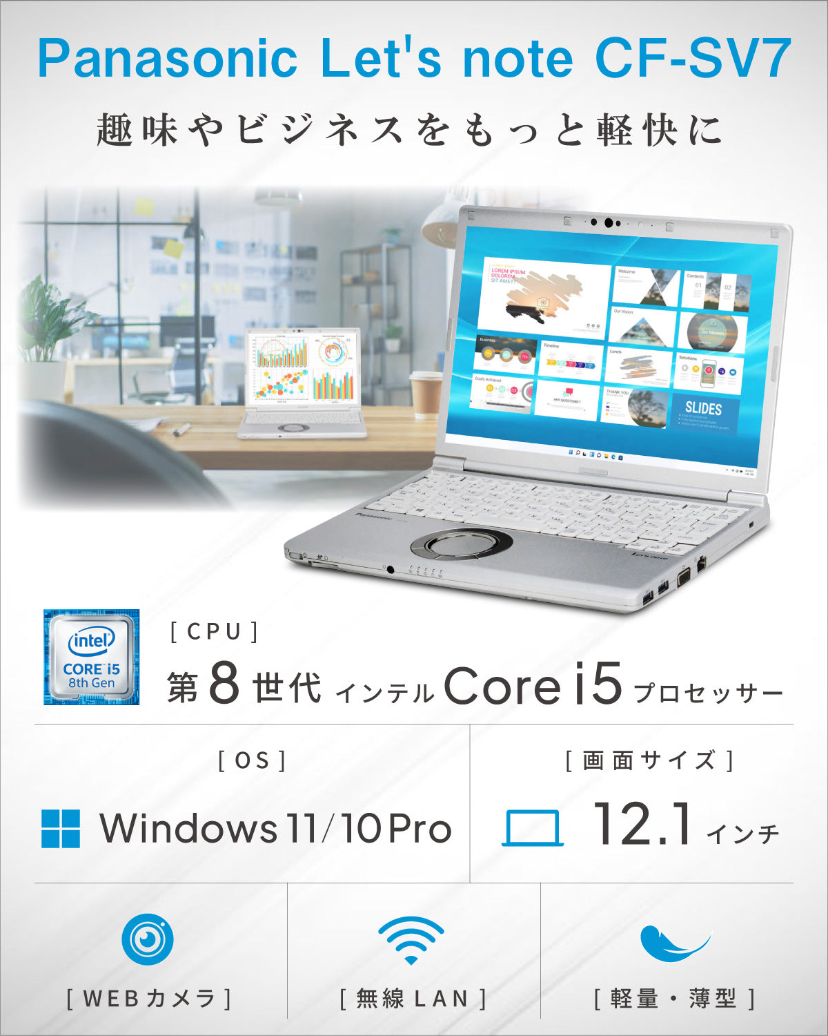 Panasonic レッツノート CF-SV7 第8世代 Core i5 ノートパソコン 12.1インチ HDMI 無線LAN